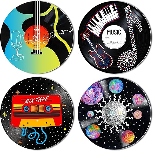 Miniatura 1 de HK Studio Decoración hippie, carteles para estética de habitación, decoración de discos, decoraciones de fiesta temática musical, 4 piezas de 12