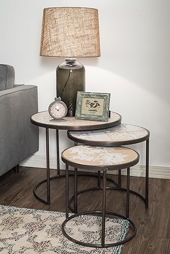 Vista 4 de Reloj Creative de mesa, gris peltre, con pájaro Gris envejecido,Marrón envejecido,Crema envejecida