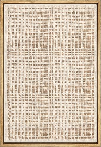 SIGNWIN Lienzo enmarcado para pared, paisaje de línea bronceada de mediados de siglo, formas abstractas, arte moderno, relajante, tranquilo, zen