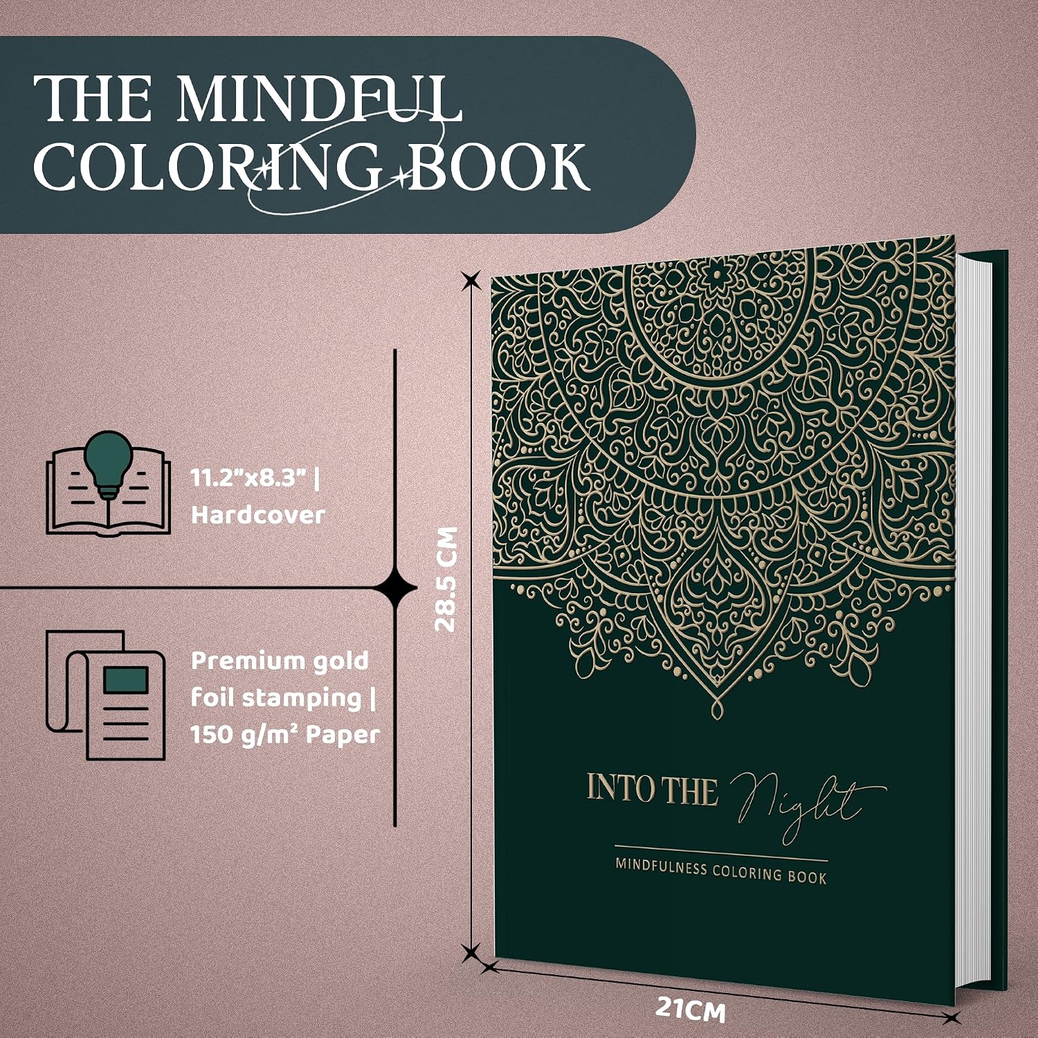 BIROYAL XXL Coloring Books for Adults Relaxation 11.2”x8.3” - 100 Patterns Adult Coloring Book for Women - Mindfulness & Personal Growth Prompts - Anxiety, Stress Relief & Relaxation Gifts for Women
