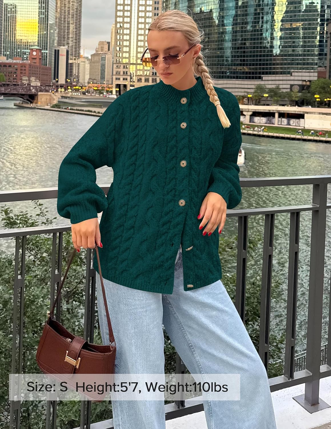 ZESICA Women's Fall 2026 Cardigan Sweaters Long Sleeve Button Down Oversized Soft Knit Winter Coats Trendy Outerwear - Image 6