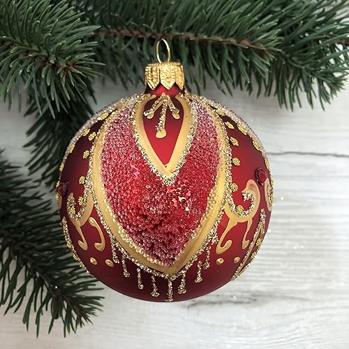 Adornos de Navidad de vidrio pintados a mano de 3.15 pulgadas, bola colgante, adornos para árbol de Navidad, mini adornos para decoración de