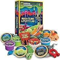NATIONAL GEOGRAPHIC Mega Slime Kit & Putty Lab - 4 Types of Slime Plus 4 Types of Putty Including Magnetic, Slime Kit for Boys and Girls, Sensory Toy & Science Kit