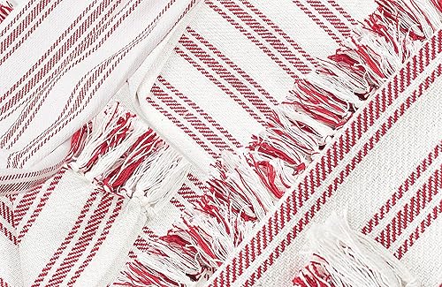 Miniatura 8 de C&F Home Manta tejida de algodón con rayas rojas y blancas de 50 x 60 pulgadas, casa de campo, Navidad, 4 de julio, Día de la Independencia, Día de