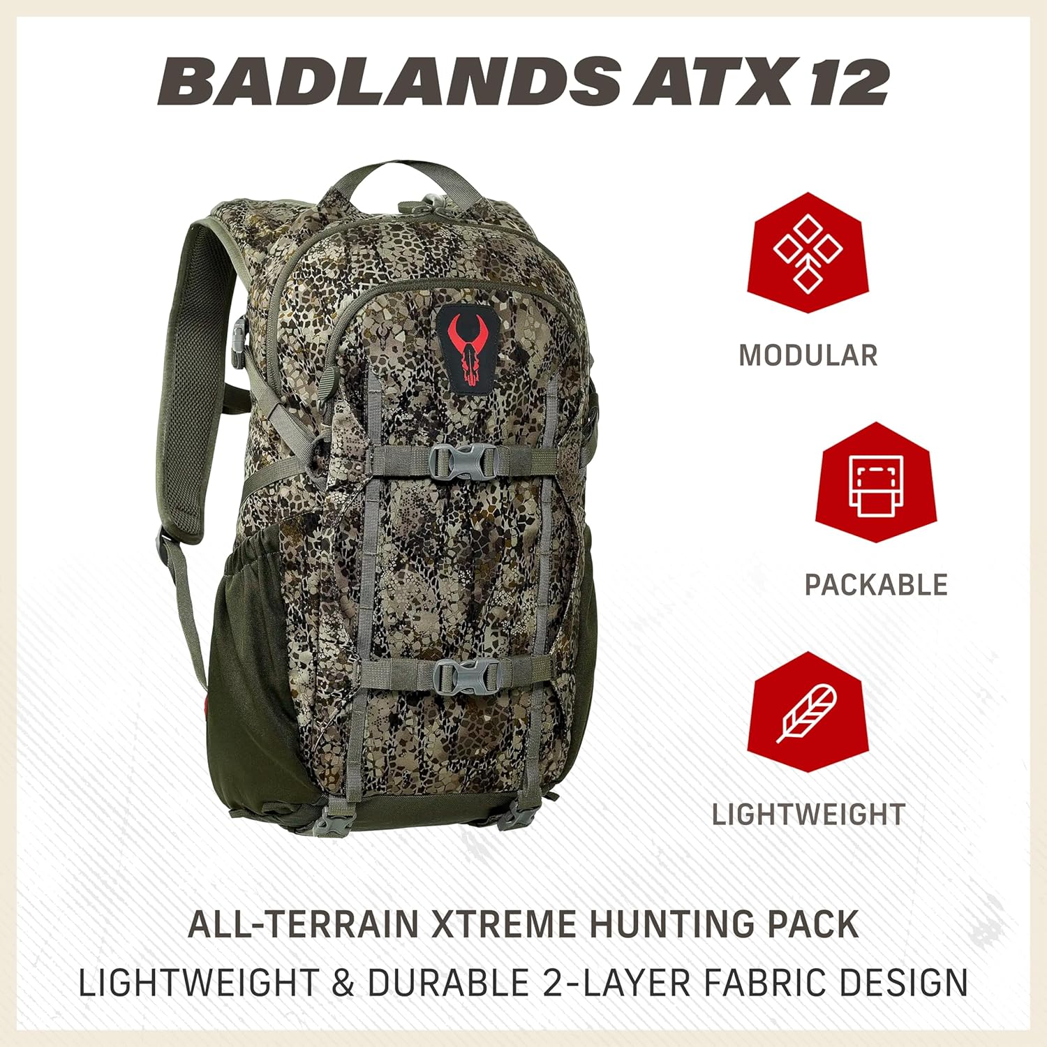 Badlands ATX 12 Hunting Pack - All-Terrain Xtreme Tactical Backpack, Lightweight, Water Resistant, Mud - Image 2