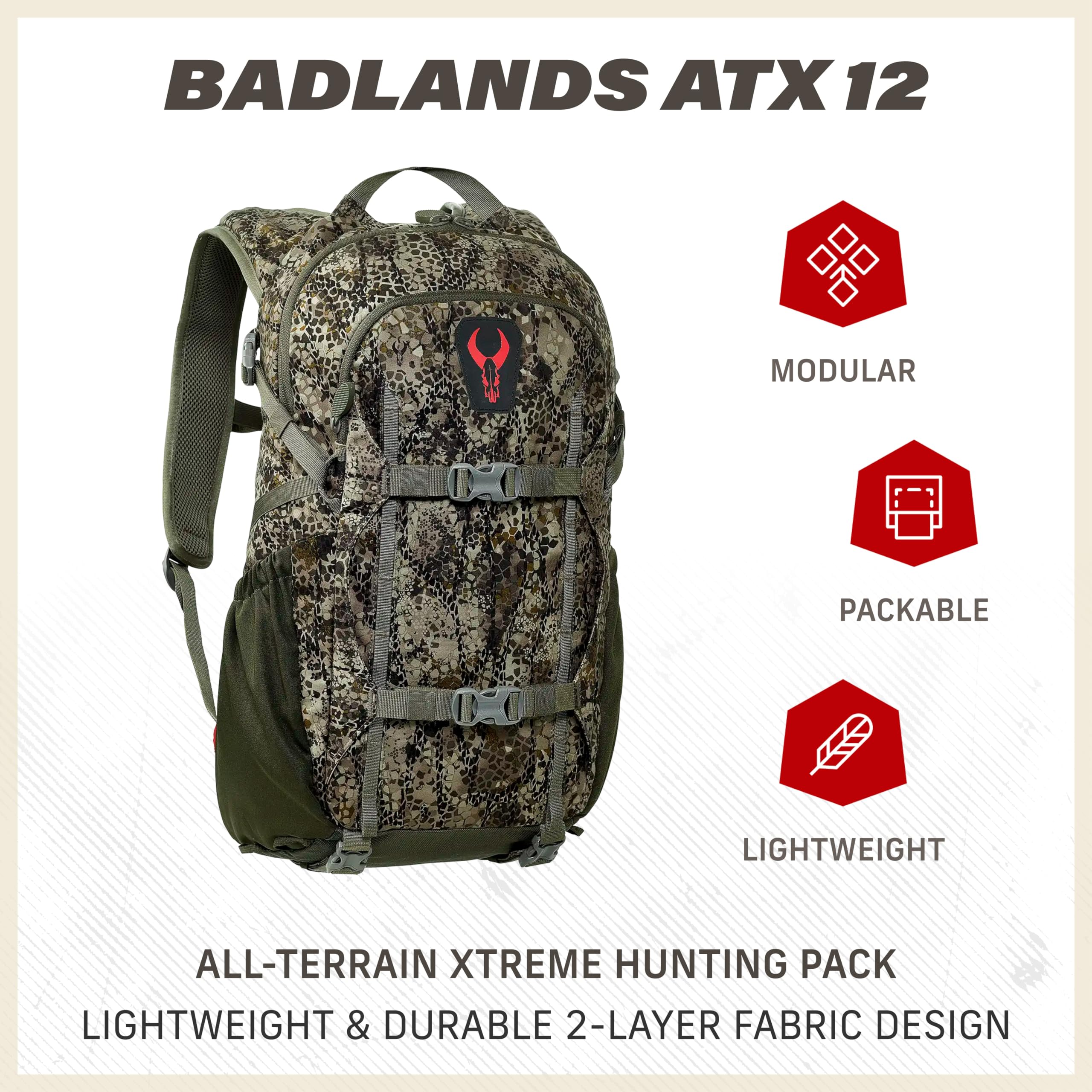 Badlands ATX 12 Hunting Pack - All-Terrain Xtreme Tactical Backpack, Lightweight, Water Resistant, Approach GT