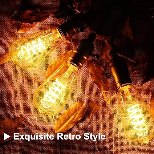 Miniatura 5 de Bombillas LED, bombillas Edison regulables 4 W, equivalente a 40 W, ST58, vintage, Edison LED, blanco cálido, filamento antiguo, vidrio ámbar,
