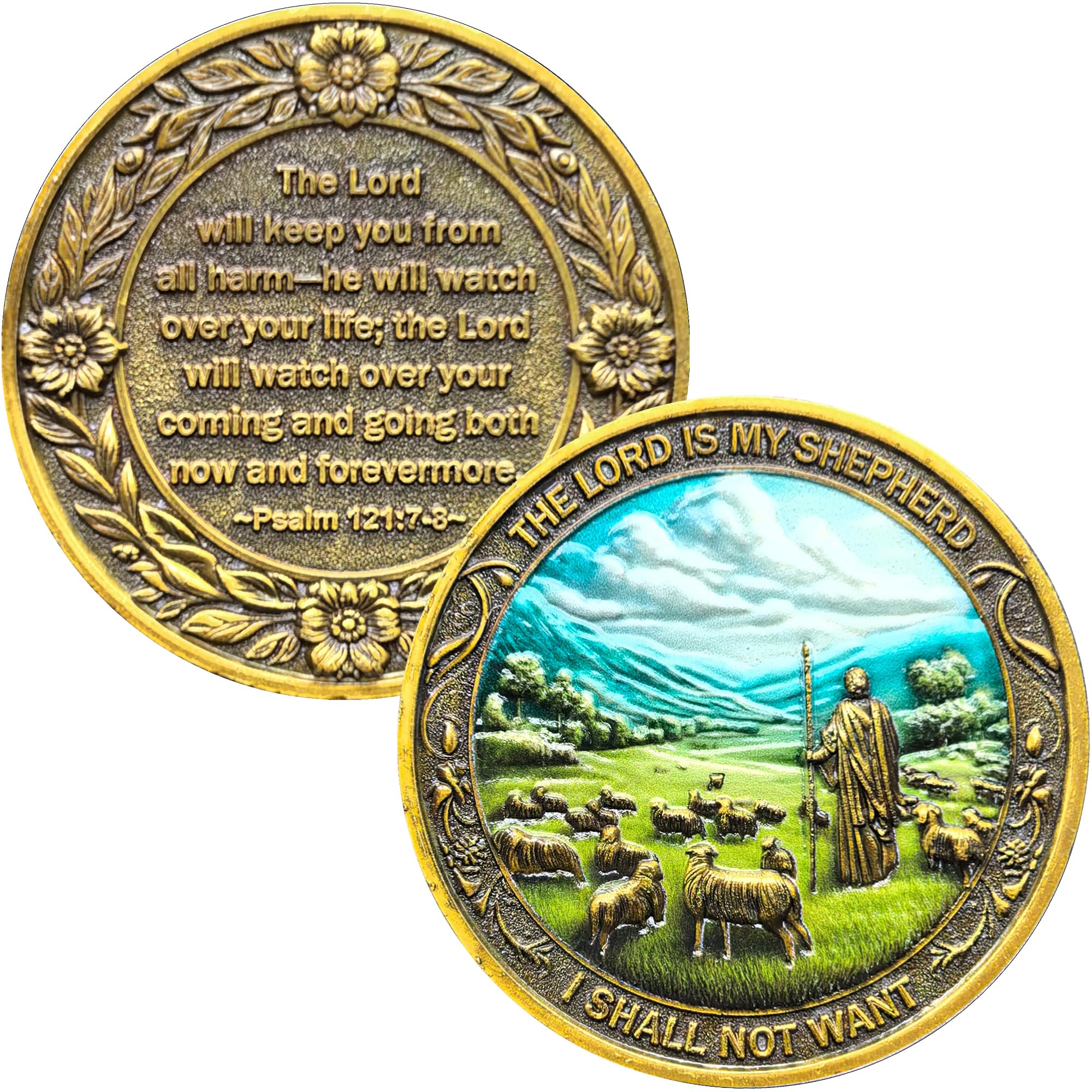 Photo 1 of "The Lord is My Shepherd" Christian Challenge Coin - 1.57 Inch Religious Token Inspirational Gift, Peace and Strength Symbol