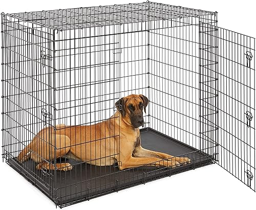 Vista 13 de MidWest Homes for Pets - Jaula para perros iCrate de una puerta, mejorada, incluye bandeja a prueba de fugas, patas protectoras de pisos, panel