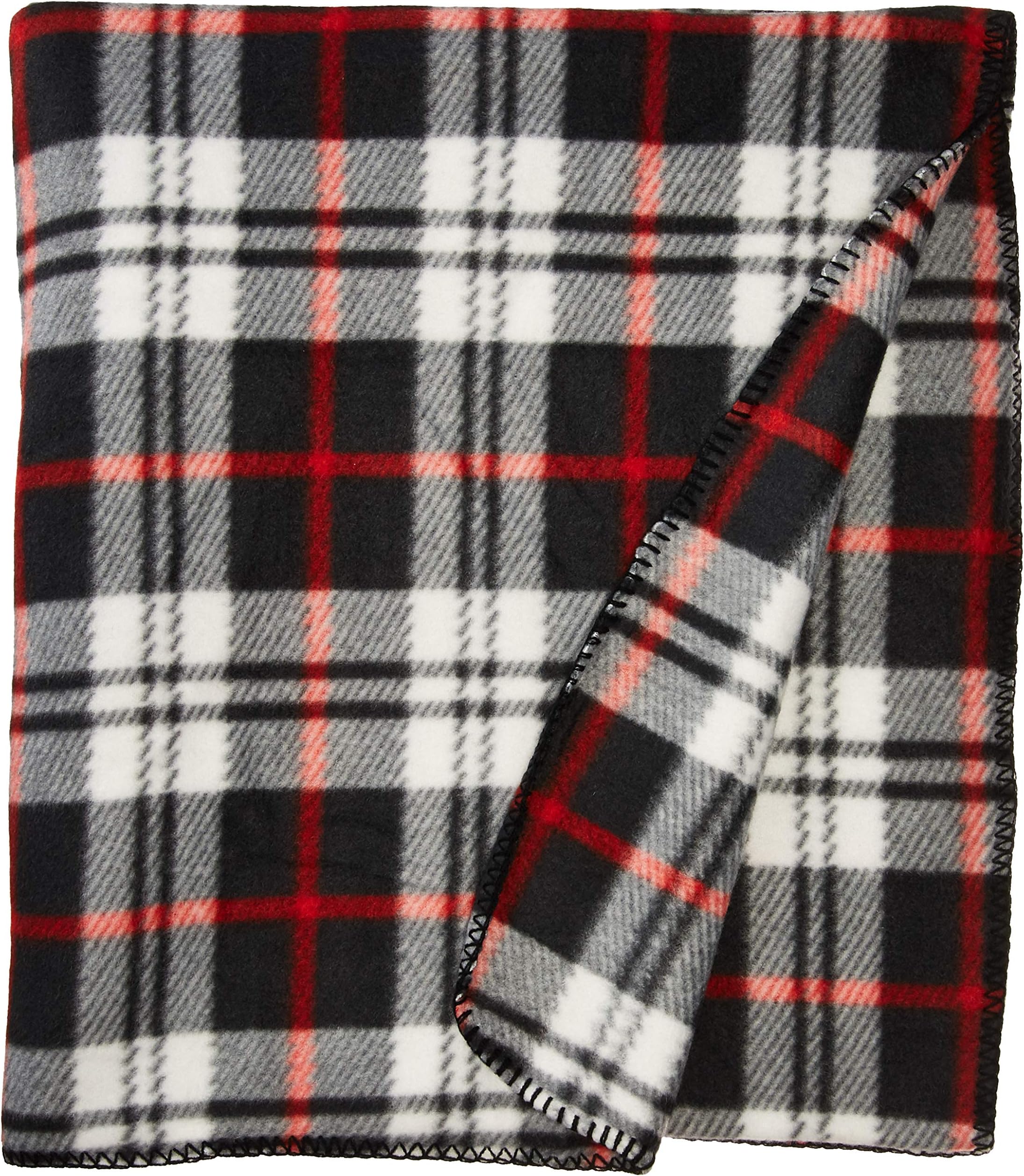 Comfy Polar Fleece Throw Blanket 60" X 70" - Bigger, Better, Softer - One Week (Black/White Plaid)