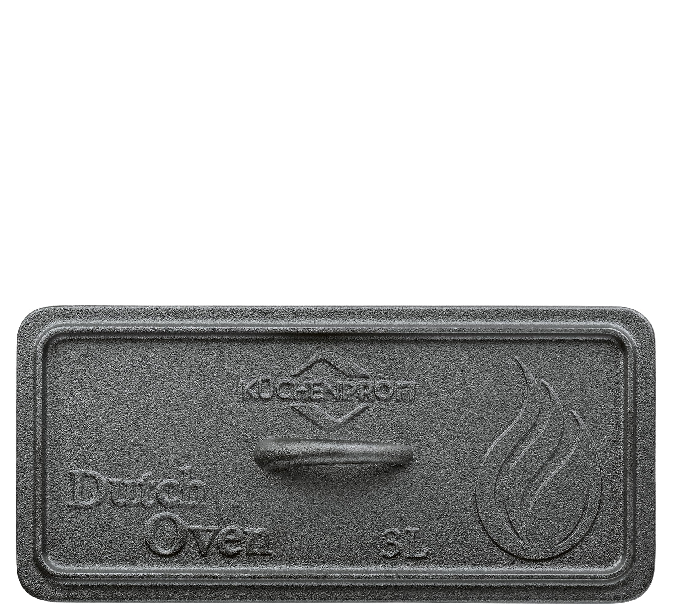 Küchenprofi Dutch Oven BBQ, żeliwo, gotowe do użycia, żeliwne naczynie w kształcie skrzynki, z pokrywką i podnośnikiem pokrywki, nadaje się do piekarnika i kuchenek indukcyjnych, garnek do pieczenia,