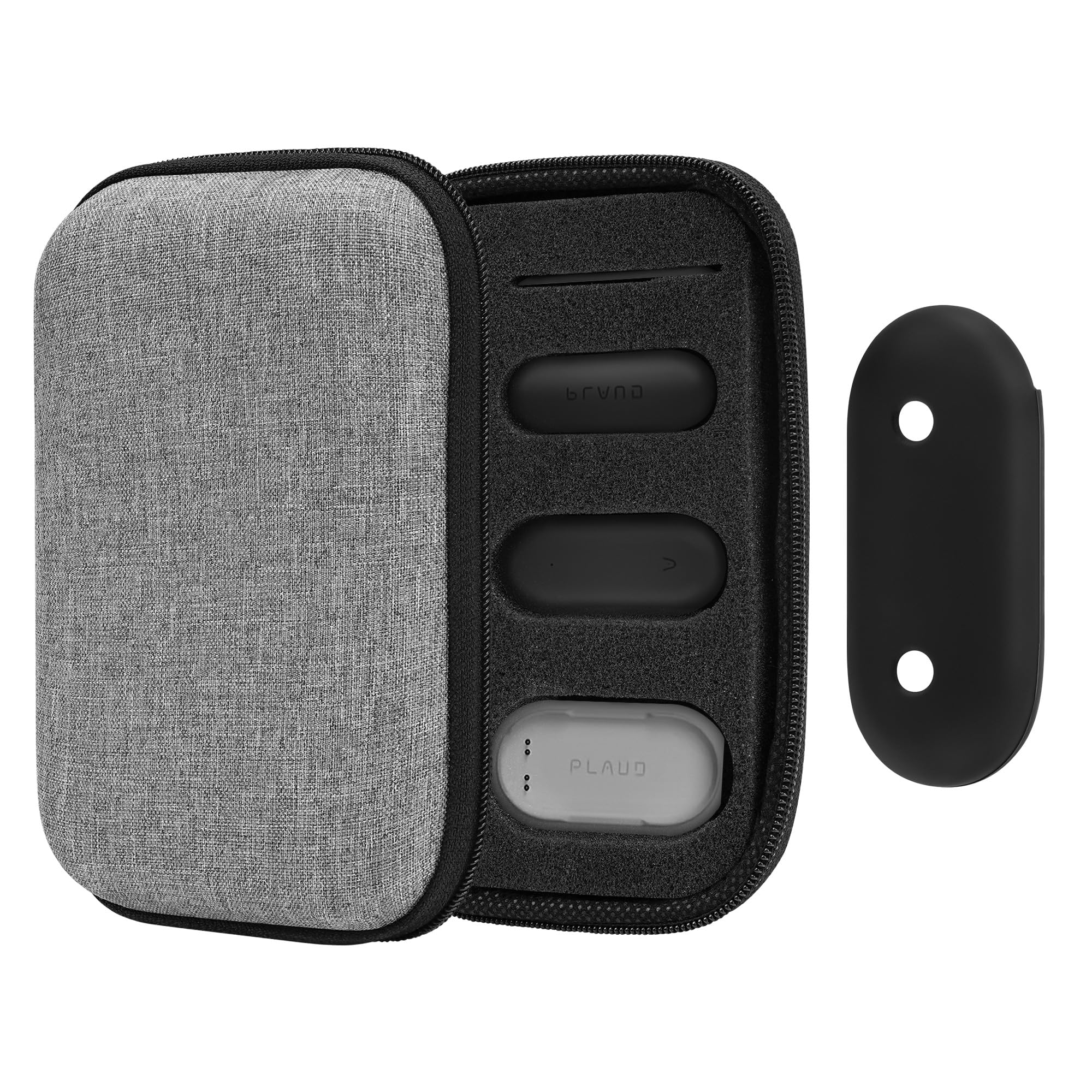 Geekria Hard Carrying Travel Case Compatible with Plaud NotePin & NotePin S Digital Recorder, Includes Silicone Protective Case and Travel Storage Box with Cable Storage (Grey)