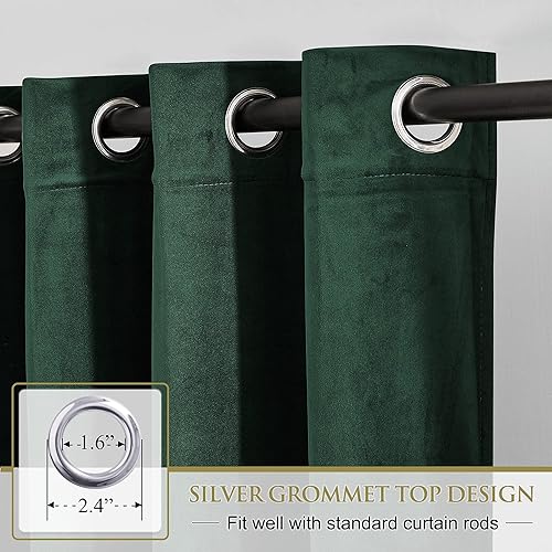 Miniatura 2 de StangH Cortinas de terciopelo verde oscuro de 84 pulgadas, paneles de cortina de oscurecimiento de habitación para sala de estar, comedor, puerta