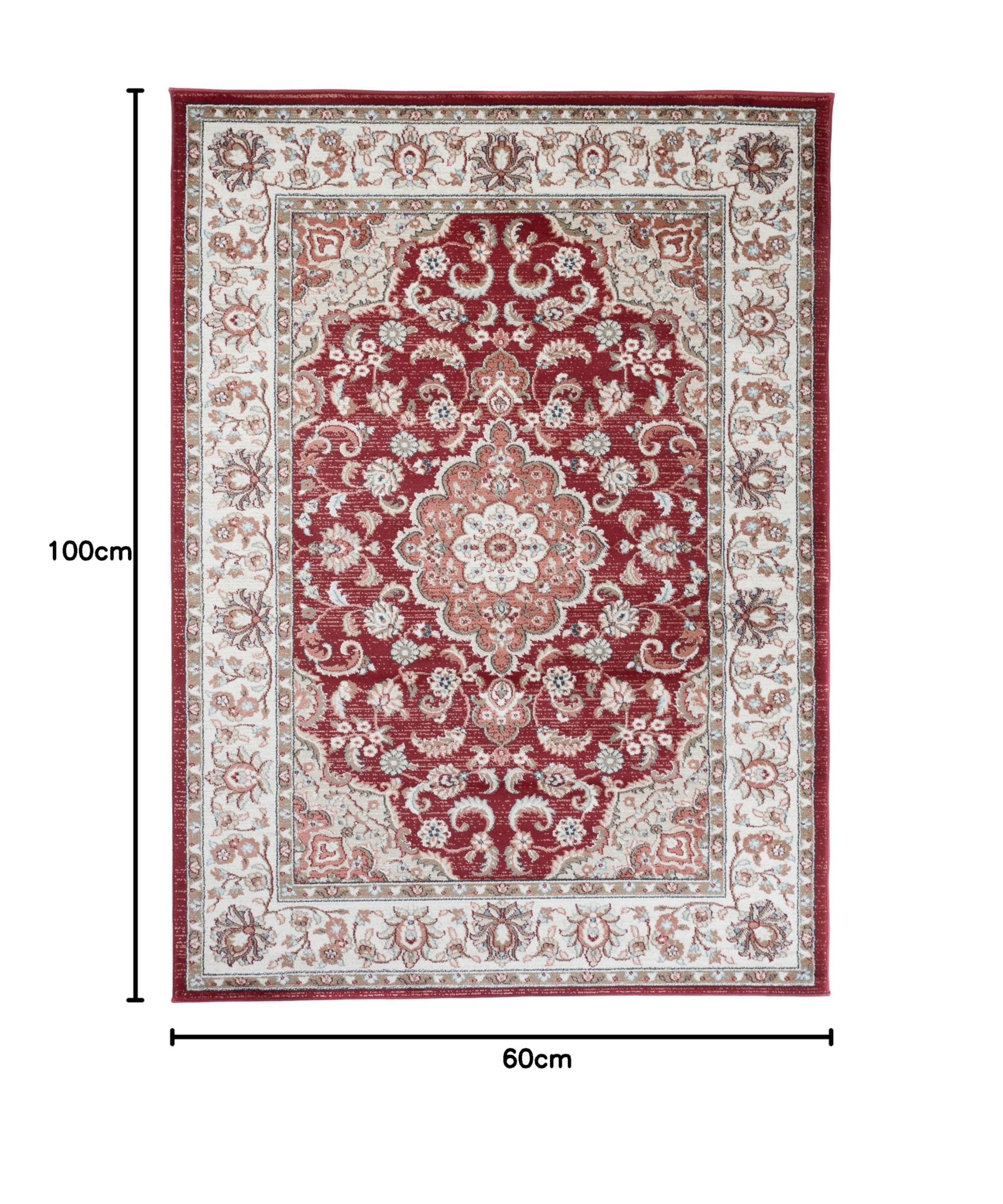 Mazovia Alfombra Pasillo 60x100cm Rojo Clásico Tradicional Suave Pelo Corto