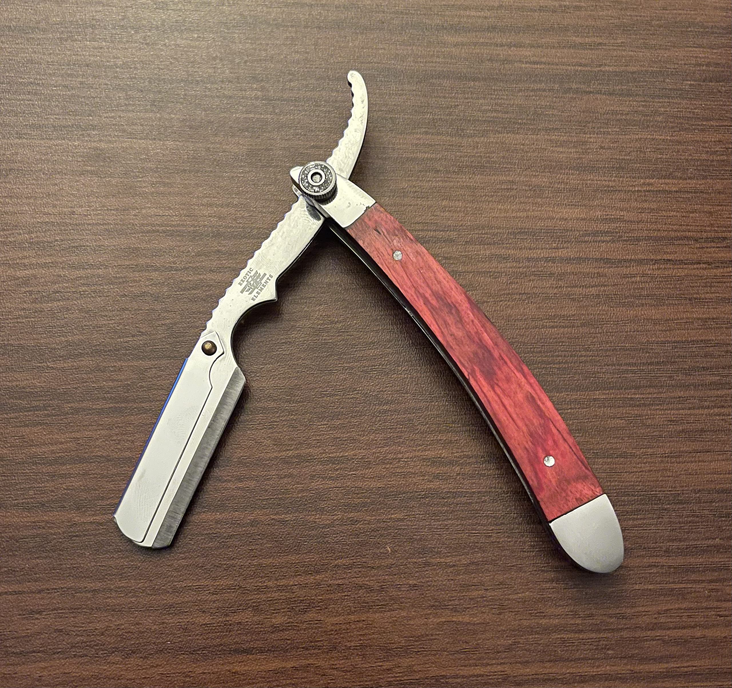 Professional and Personal Use Hair Shape Up and Cutting Straight Edge Razor Red Wooden Razor