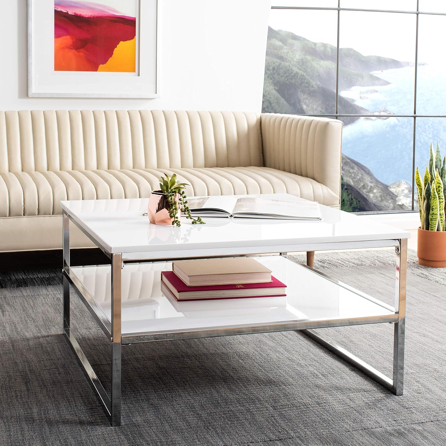 Safavieh Home Aliza 2-tier White Square Coffee Table