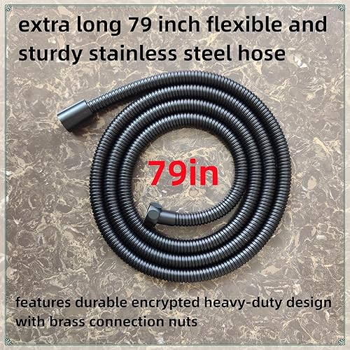Miniatura 4 de Perfectyihui Juego de cabezal de ducha de mano de alta presión, 7 modos y función de parada de agua, manguera de acero inoxidable de 79 pulgadas,