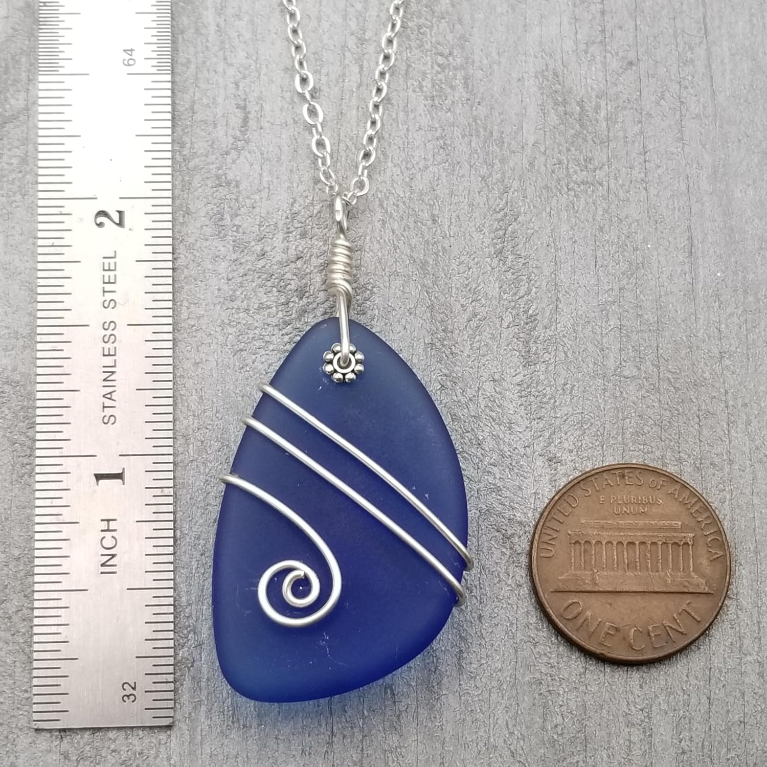 Handmade Sea Glass Jewelry, A Larger Eclipse Piece Wire Wrapped Sea Glass Necklace, Sea Glass Jewelry Birthday Gift For Women