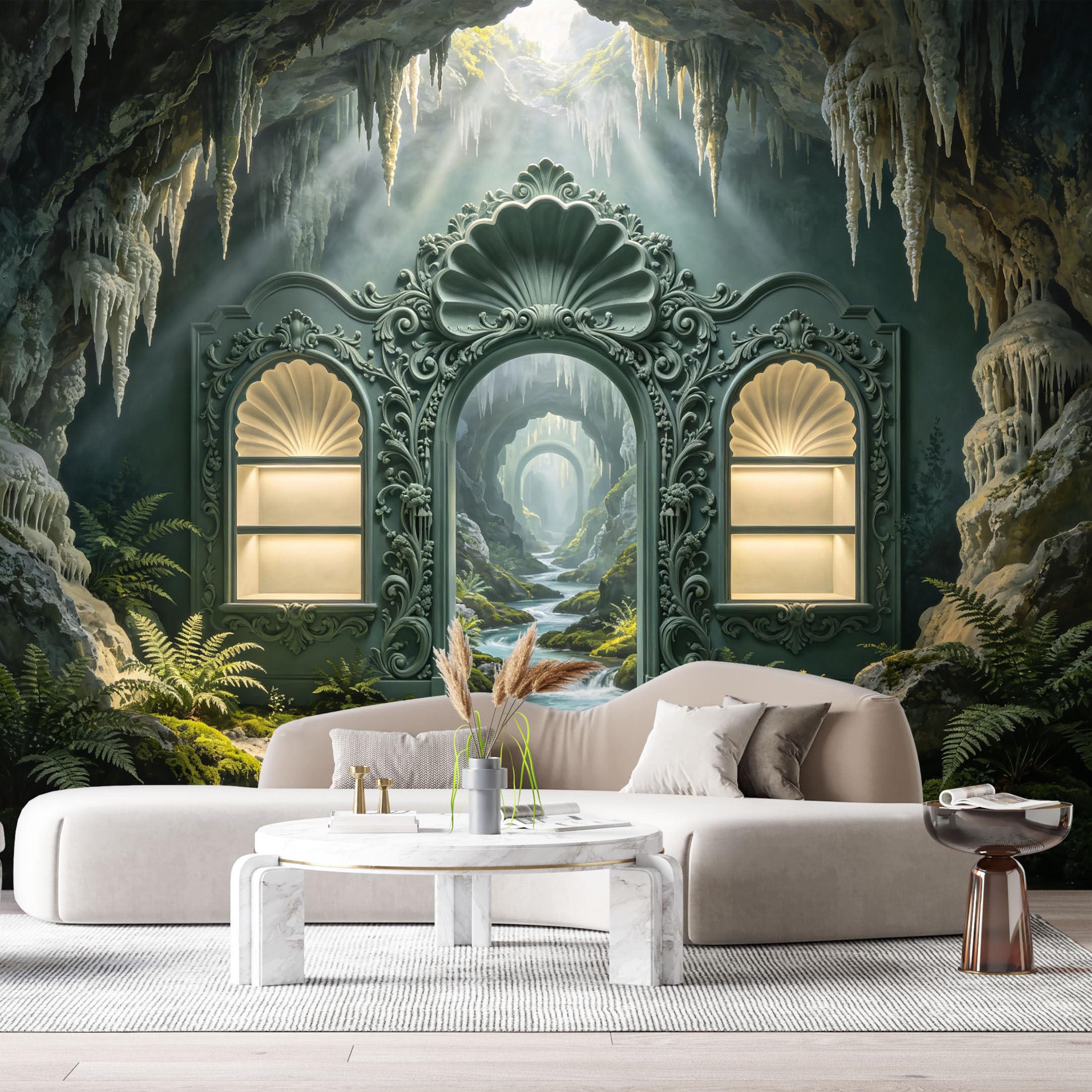 Custom Size Wall Murals Cave Portal Fantasy 3D Trompe L'Oeil SelfAdhesiveWall Fabric Removable Wallpaper Wall Decor for Living Room Bedroom Bathroom