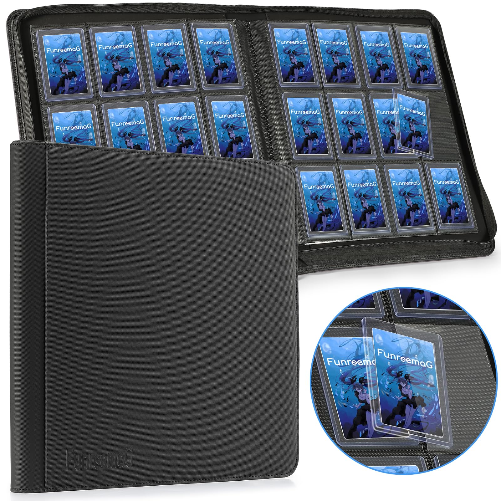 384 Cards 12 Pocket Toploader Binder,Trading Card Binder Storage,Top Loader Binder,Trading Card Collector Album Fit for TCG Card