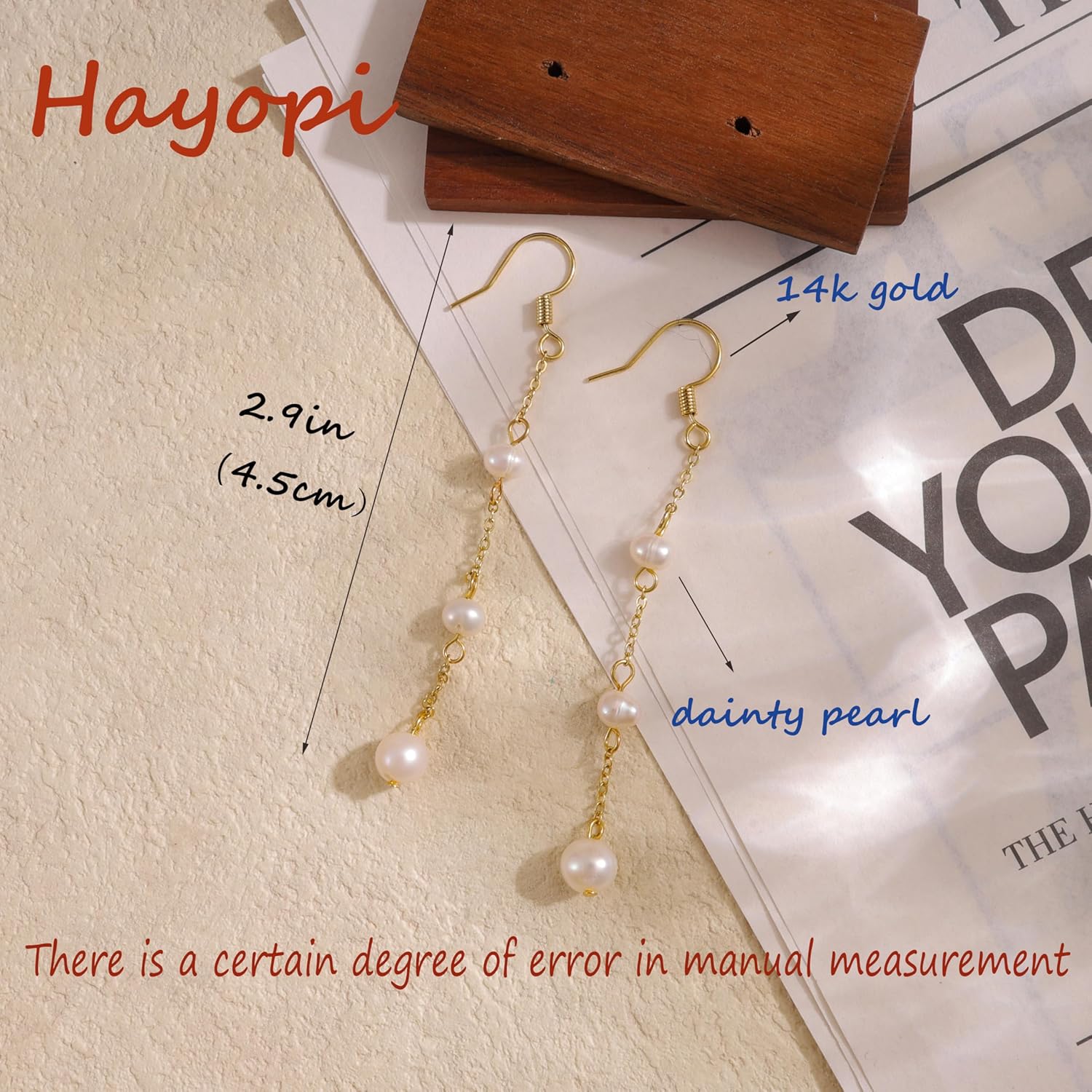 Pearl Earrings for Women - Dainty Gold Dangle Drop Earrings, 14k Gold Plated Cute Bow Design, Hypoallergenic Pearl Studs, Wedding Jewelry Gifts - Image 3