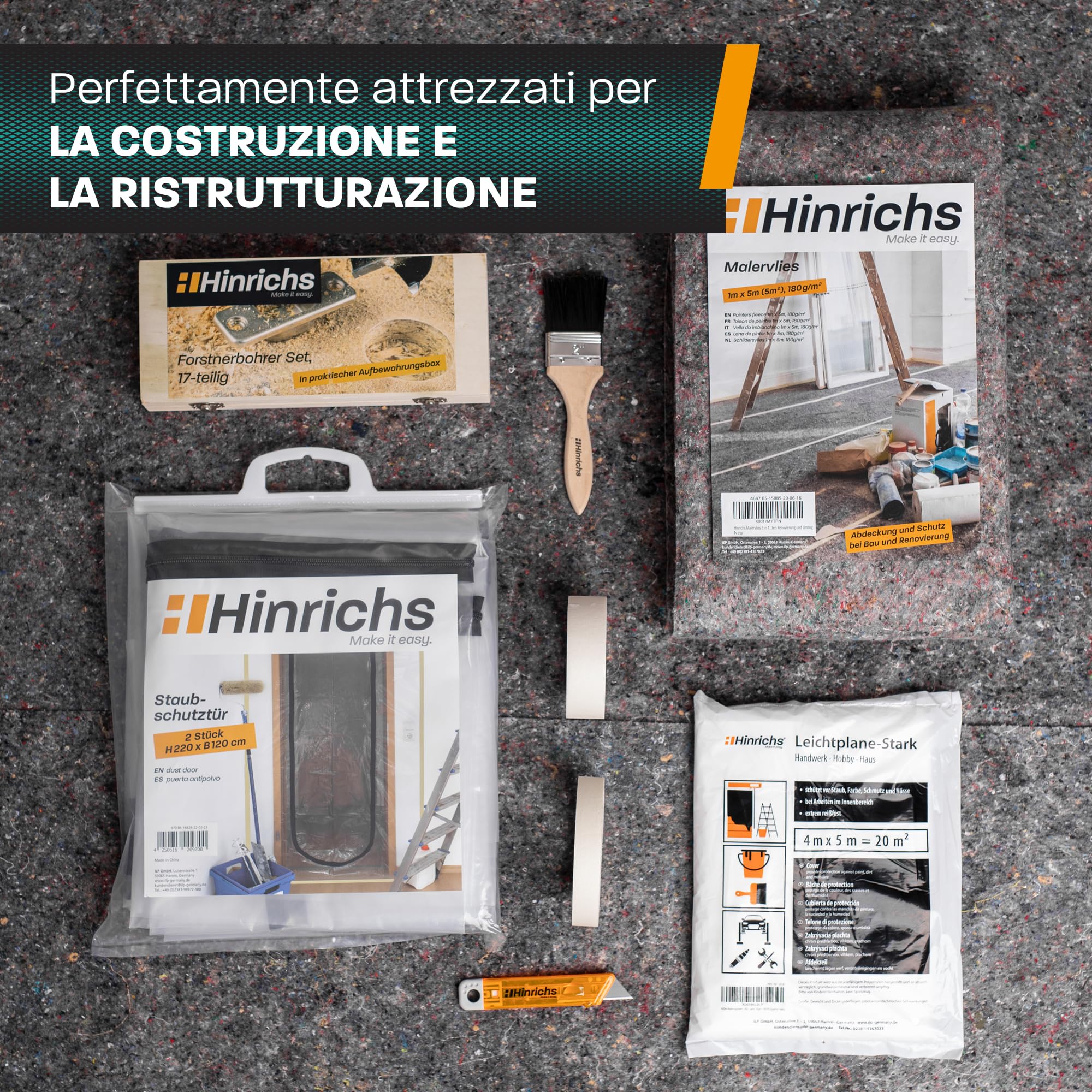 Hinrichs 2x Porta Antipolvere con Chiusura a Strappo - 220x120 cm - Copri Scarpiera con Cerniera - Antipolvere Casa - Copertura Scaffale - per ristrutturazioni, trasformazioni e restauri