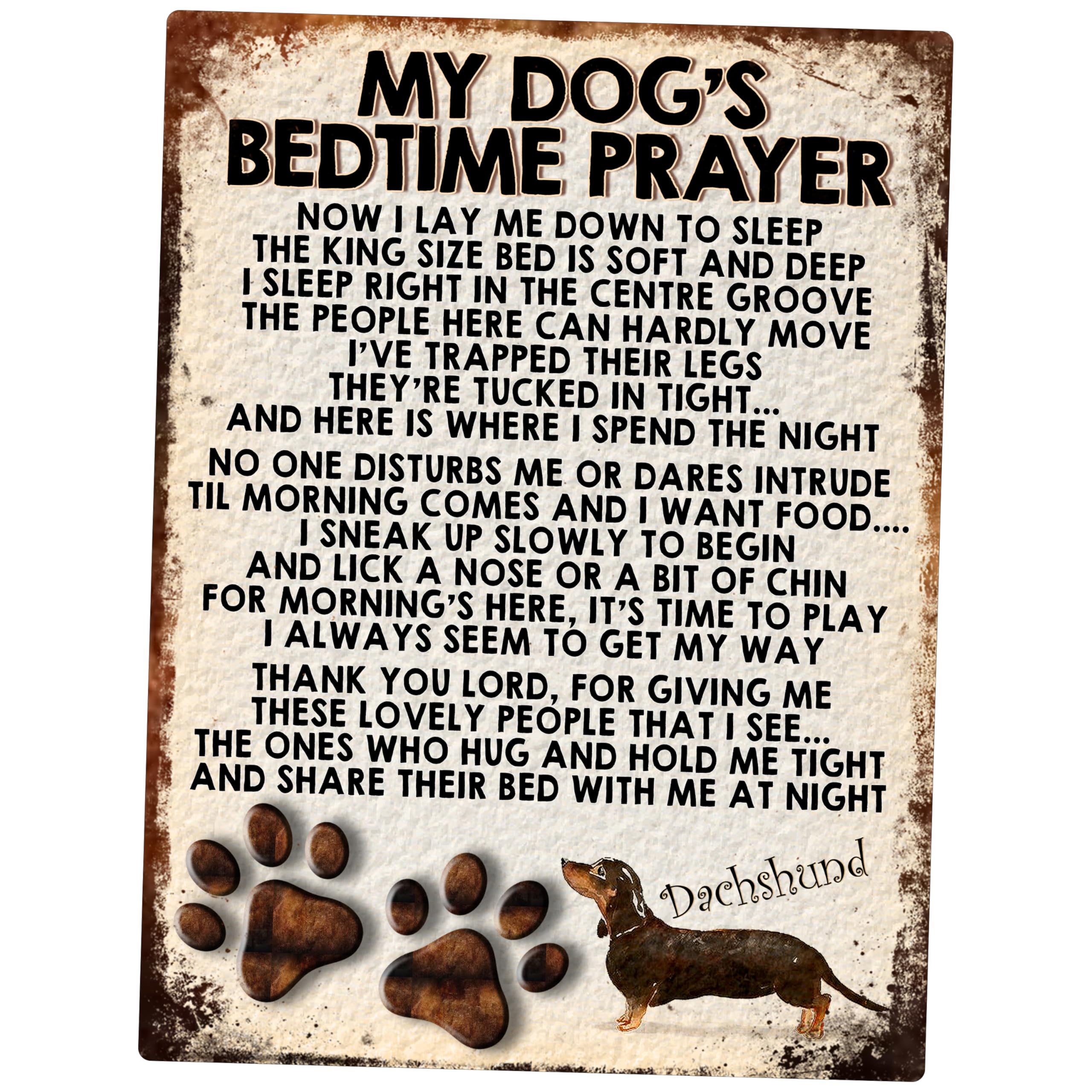 Shawprint Limited Dachshund My Dog's Bedtime Prayer Retro Style Metal Tin Sign/Plaque (Dachshund)