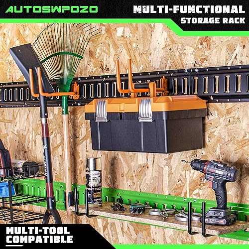 Miniatura 4 de AUTOSwpozo E-Track - Paquete de 4 ganchos resistentes para palasherramientas, rastrillos, palas en remolques, camiones, taller y almacén con pistas