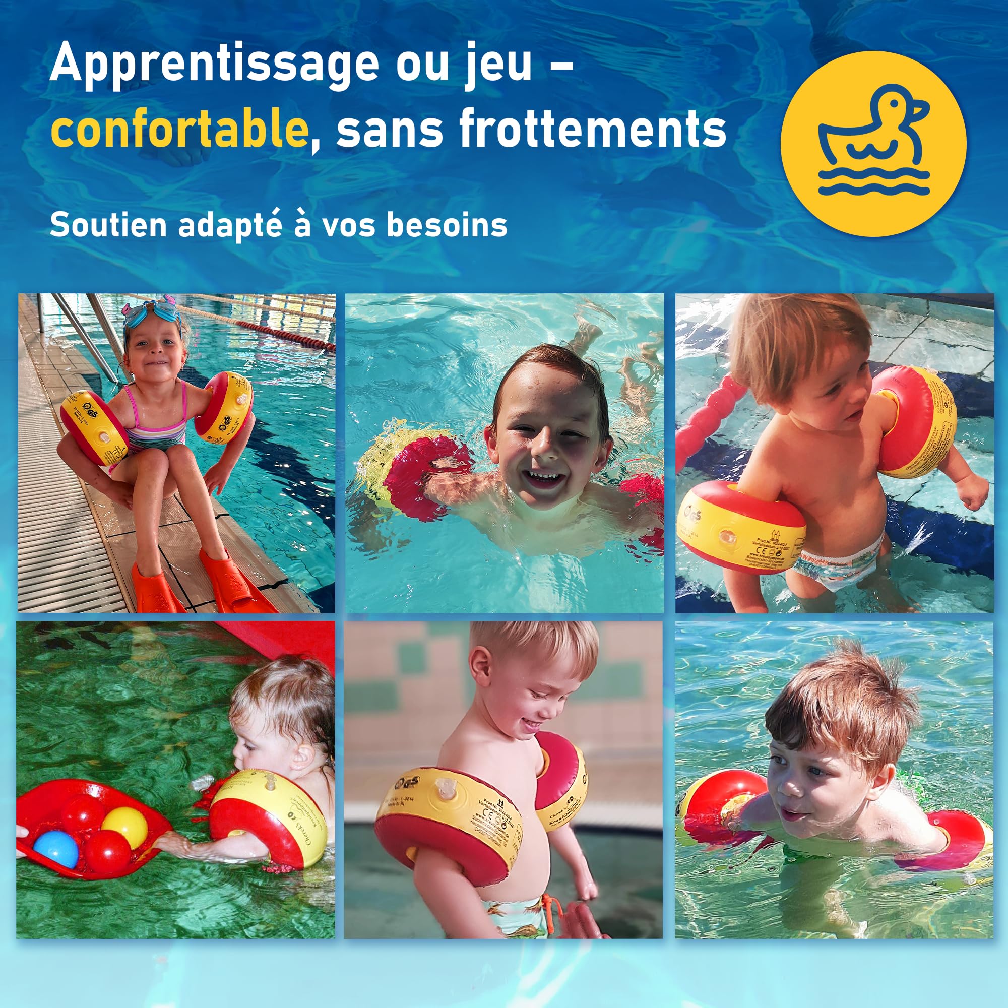 Cherek’s KraulQuappen Brassard de Natation pour Enfants Avancés - Aide à la nage compacte Jusqu’à 30 kg - Brassard avec Noyau en Mousse