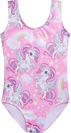 HOZIY Gymnastics Leotards for Girls Toddlers Kids Sleeveless Tumbling Outfits for Dance Print