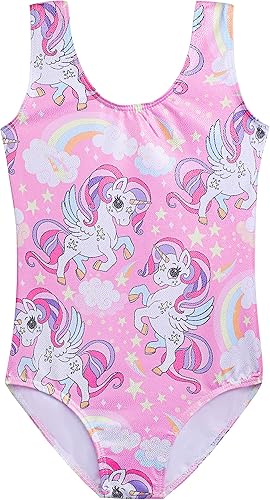 HOZIY Gymnastics Leotards for Girls Toddlers Kids Sleeveless Tumbling Outfits for Dance Print