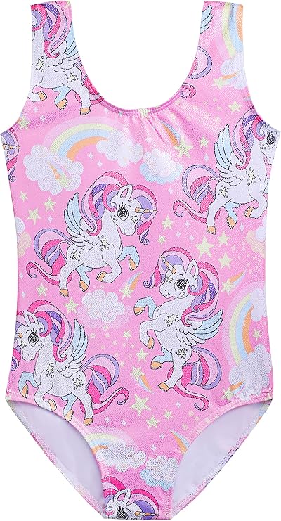 HOZIY Gymnastics Leotards for Girls Toddlers Kids Sleeveless Tumbling Outfits for Dance Print