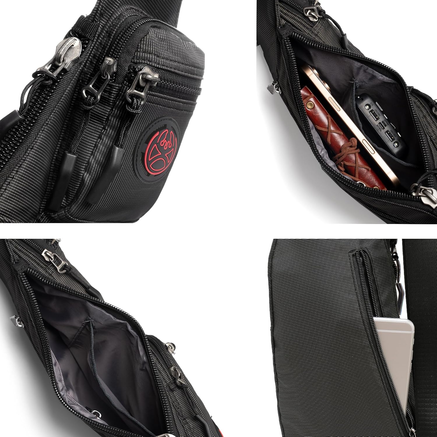 NICGID Sling Bag Chest Shoulder Backpack Crossbody Bags Casual Daypack for Men Women (Black-2620N) - Image 5