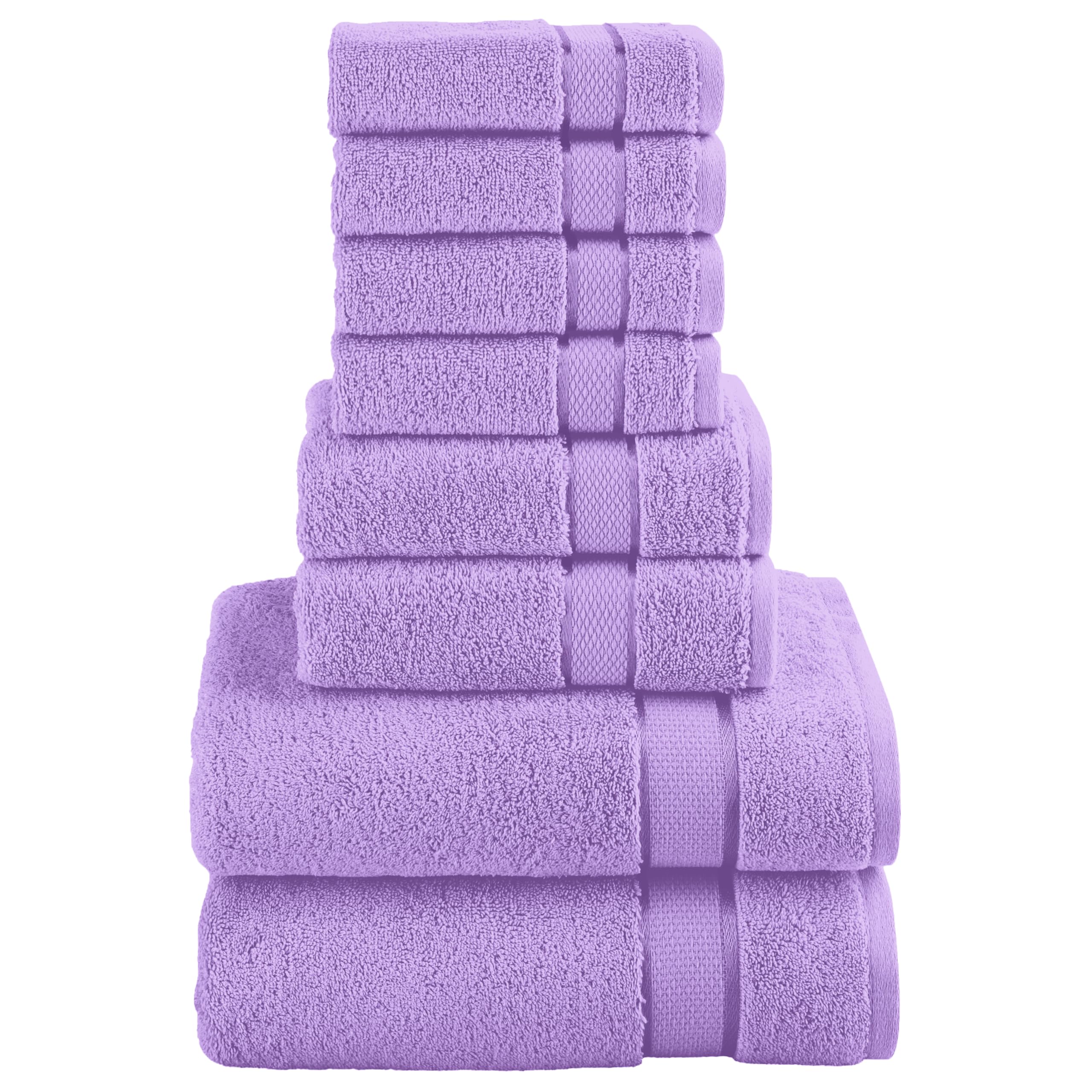 Elegant Comfort Premium Cotton 8-Piece Towel Set, Includes 4 Washcloths, 2 Hand Towels and 2 Bath Towels, 100% Turkish Cotton - Highly Absorbent and