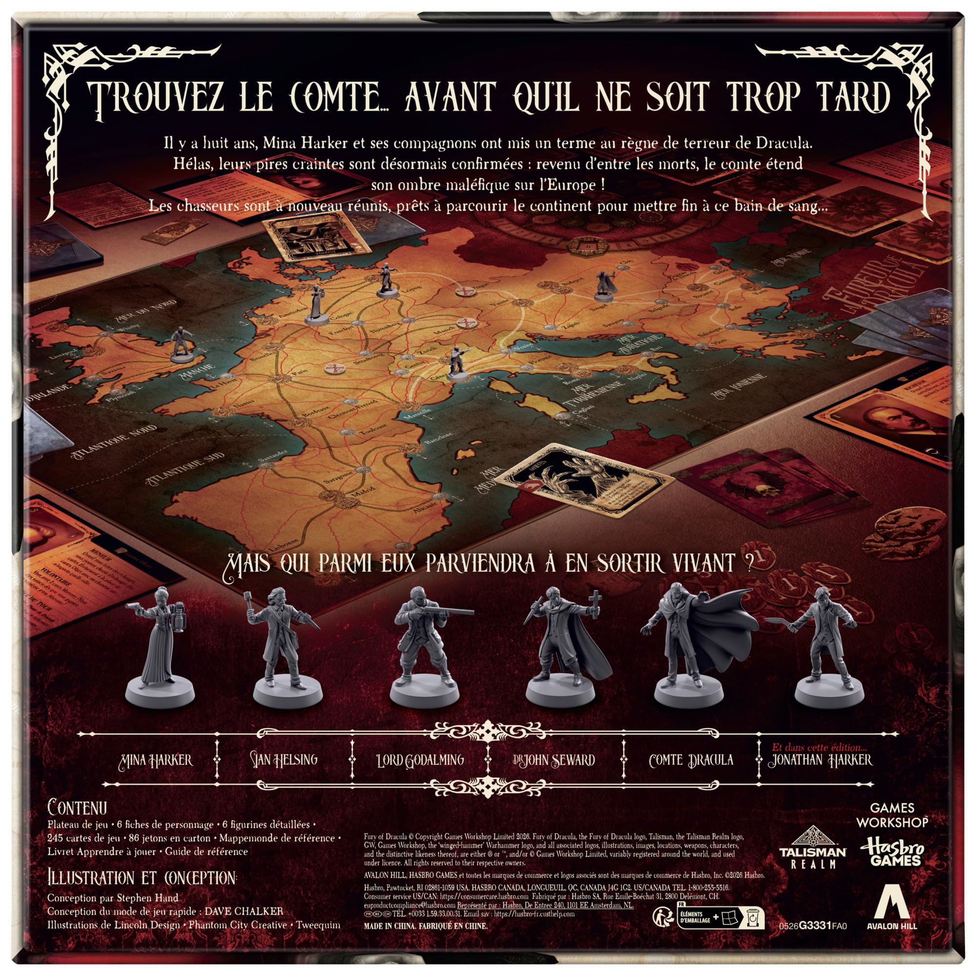 La Fureur de Dracula, 5a edizione | Gioco di deduzione e orrore gotico | Variante Rapide, Nuovo Cacciatore | 2-5 Giocatori | da 14 Anni - Versione italiana