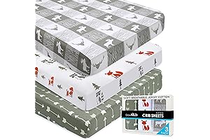 GROW WILD Forest Crib Sheets 3 Pack | Soft, Stretchy, Neutral Crib...