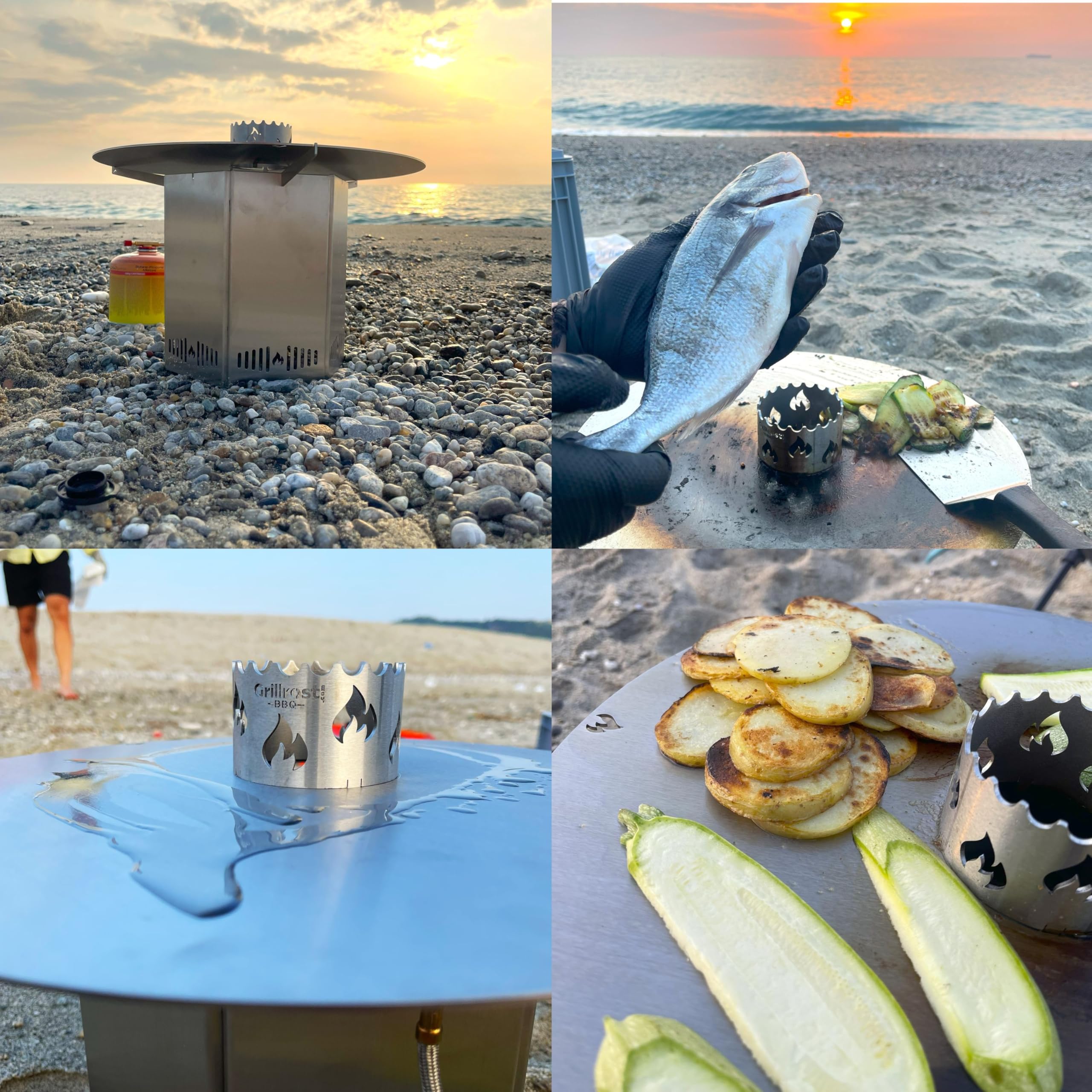 Camping-Feuerplatte aus Edelstahl steckbar - Original Grillrost.com
