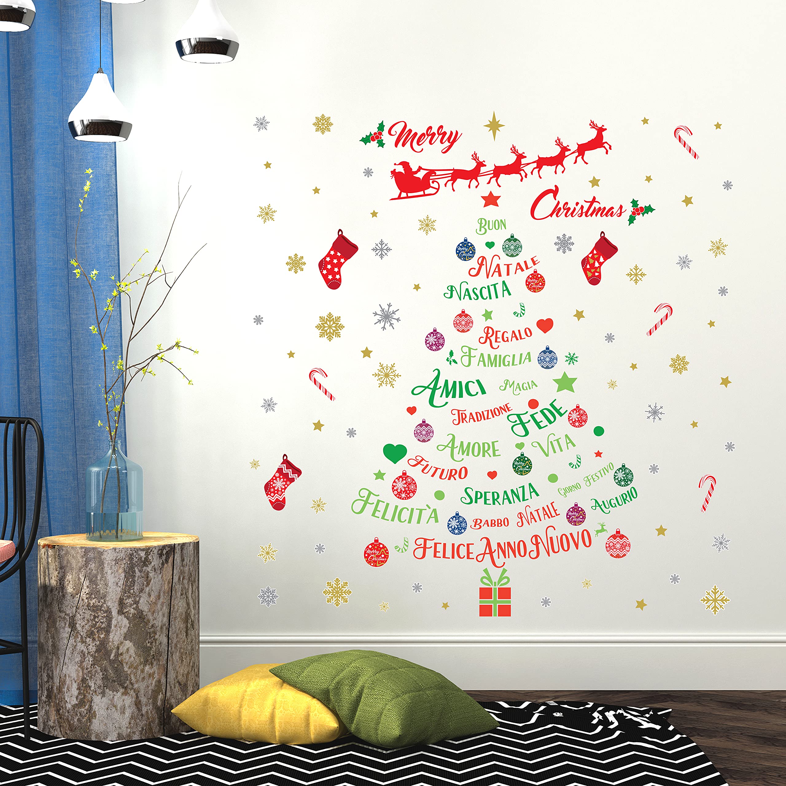WALPLUS Wallflexi Italian Quotes Christmas Decorations Wall Stickers Home Office Decorations, Multi-Colour