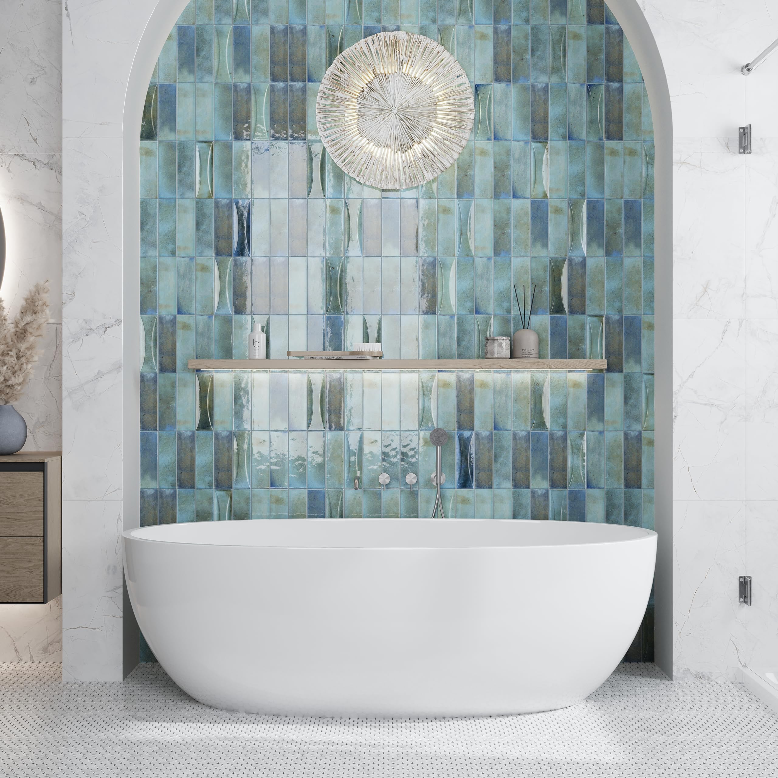 ゆゆ Amazon.com: Glossy Blue Ceramic Subway Tile 2.58