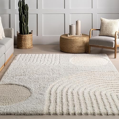 Miniatura 9 de nuLOOM Gloria - Alfombra abstracta de pelo, 3 x 5, beige