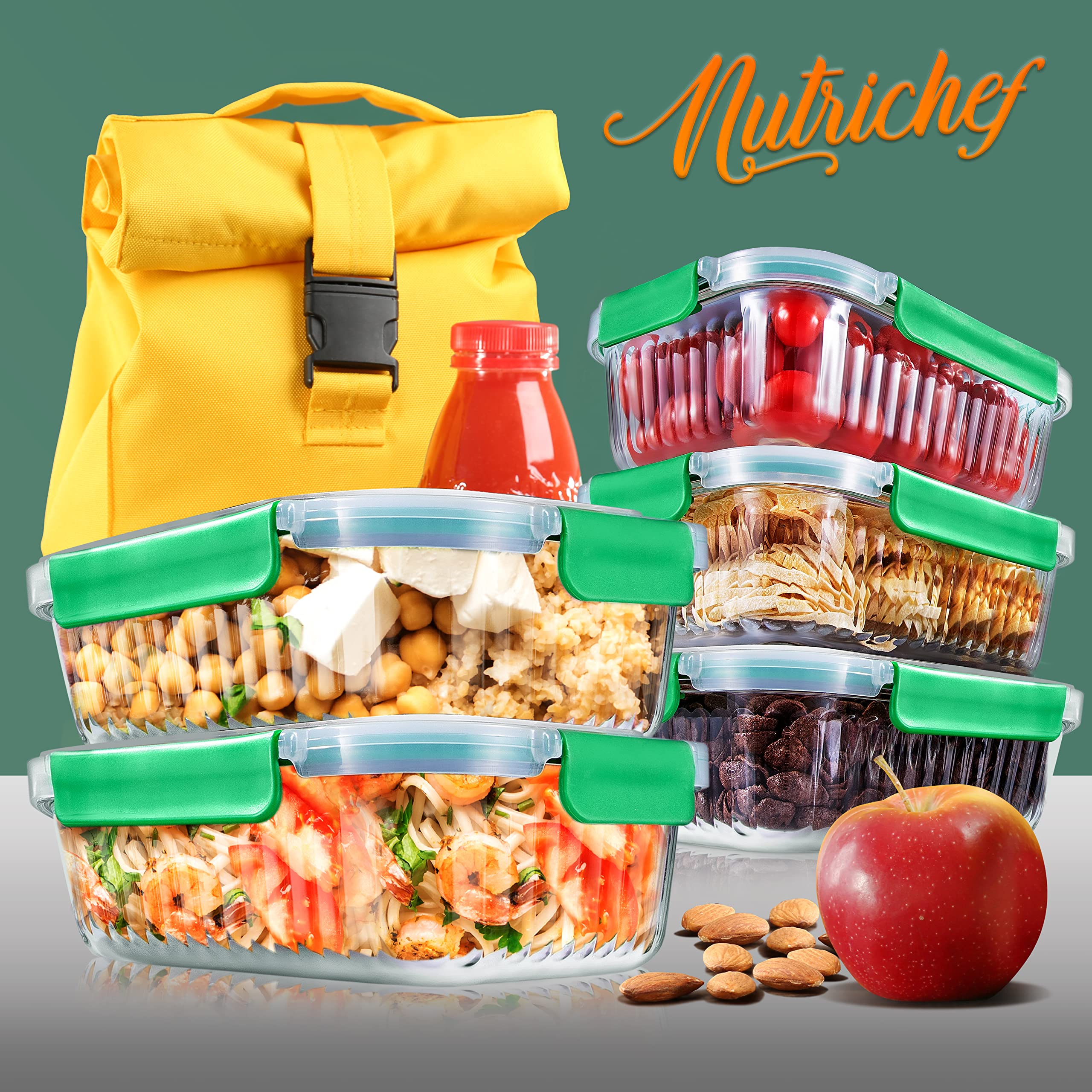 Amazon.com: NutriChef 10-Piece Glass Food Storage Containers Set