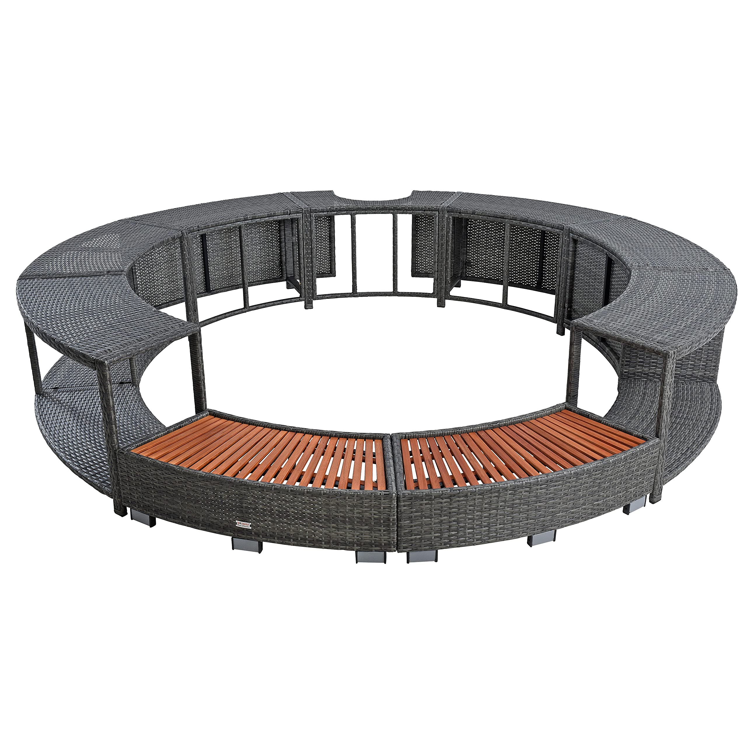 ESTEXO Poolumrandung Poolverkleidung Whirlpool Umrandung Polyrattan Verkleidung Einfassung Rund 200 cm (Anthrazit-Grau)
