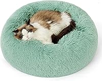 Vista 51 de Bedsure - Cama relajante para perro mediano, lavable, tipo dona, cama para gato, antideslizante, redonda, afelpada, mullida, de piel sintética
