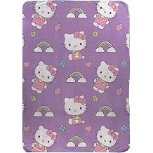 Jay Franco Plush Throw Blanket Soft & Cozy Fleece Throw for Bedroom & Couch Decor, Official Licensed Product, Purple - Hello Kitty, 46x60 - Throw Blanket