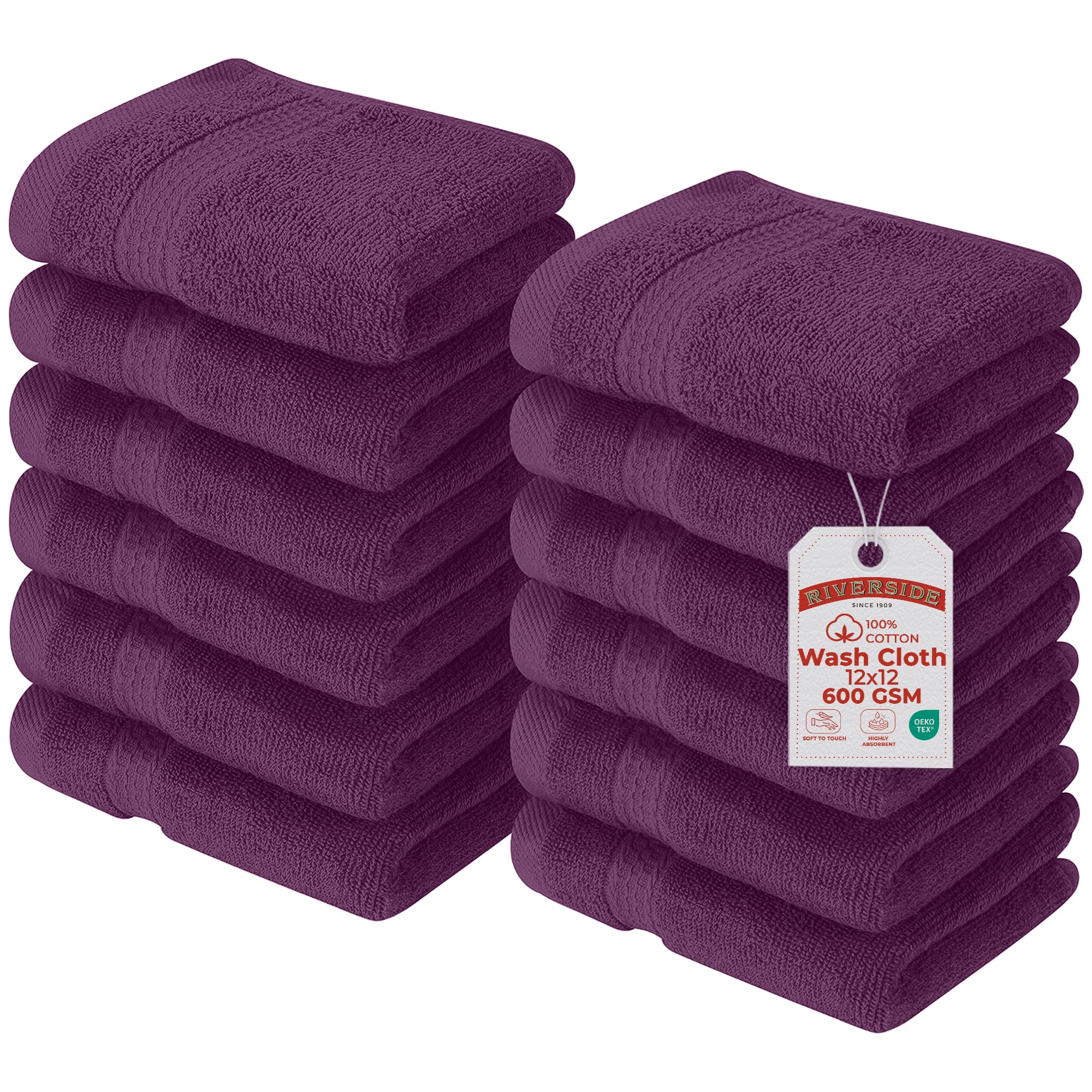 RIVERSIDE Luxury Bath Towels - 4 Pack, Purple -13 RIVERSIDE Luxury Bath Towels - 4 Pack, Purple -13