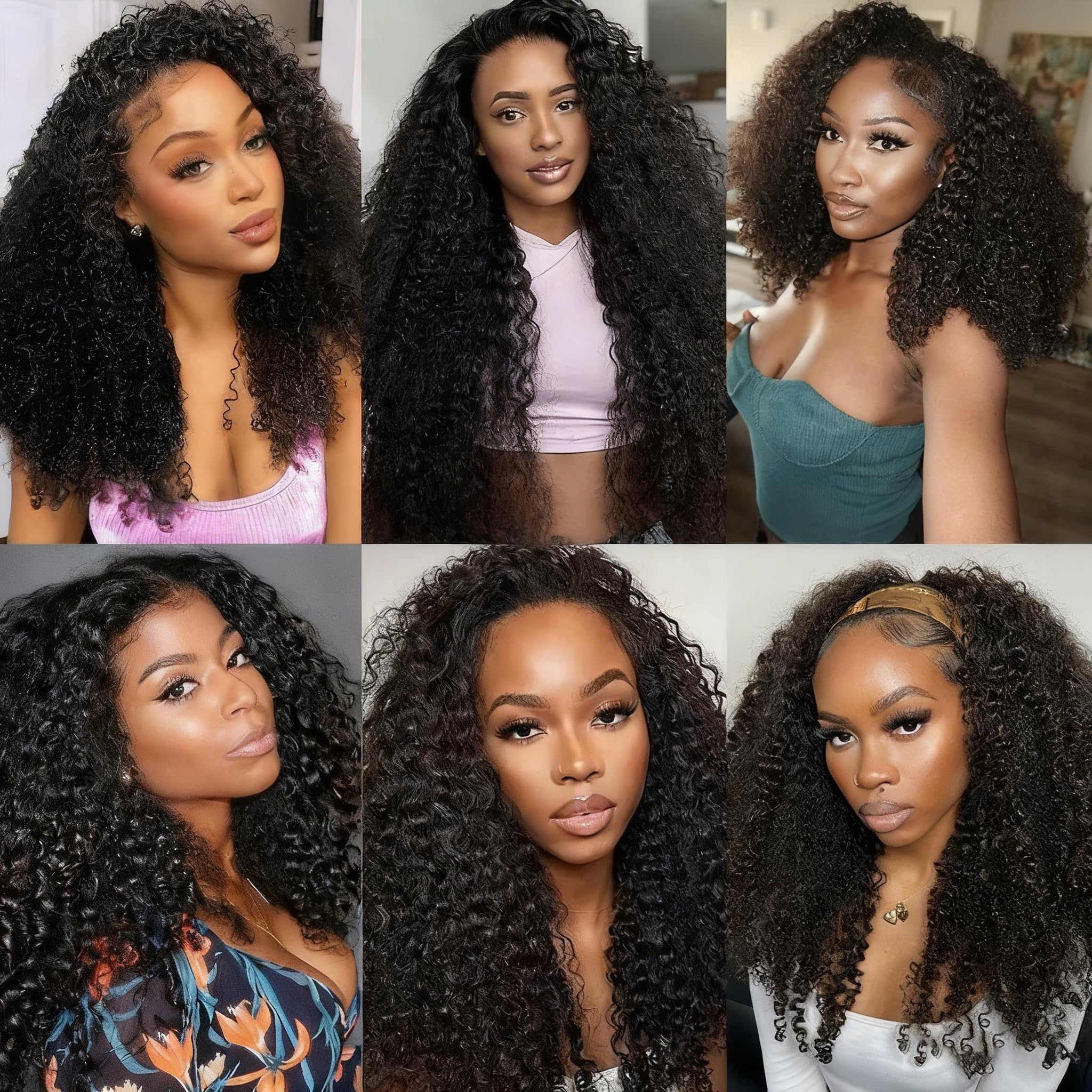 Virginess Kinky Curly Human Hair Half Wig, Glueless Drawstring Headband Style