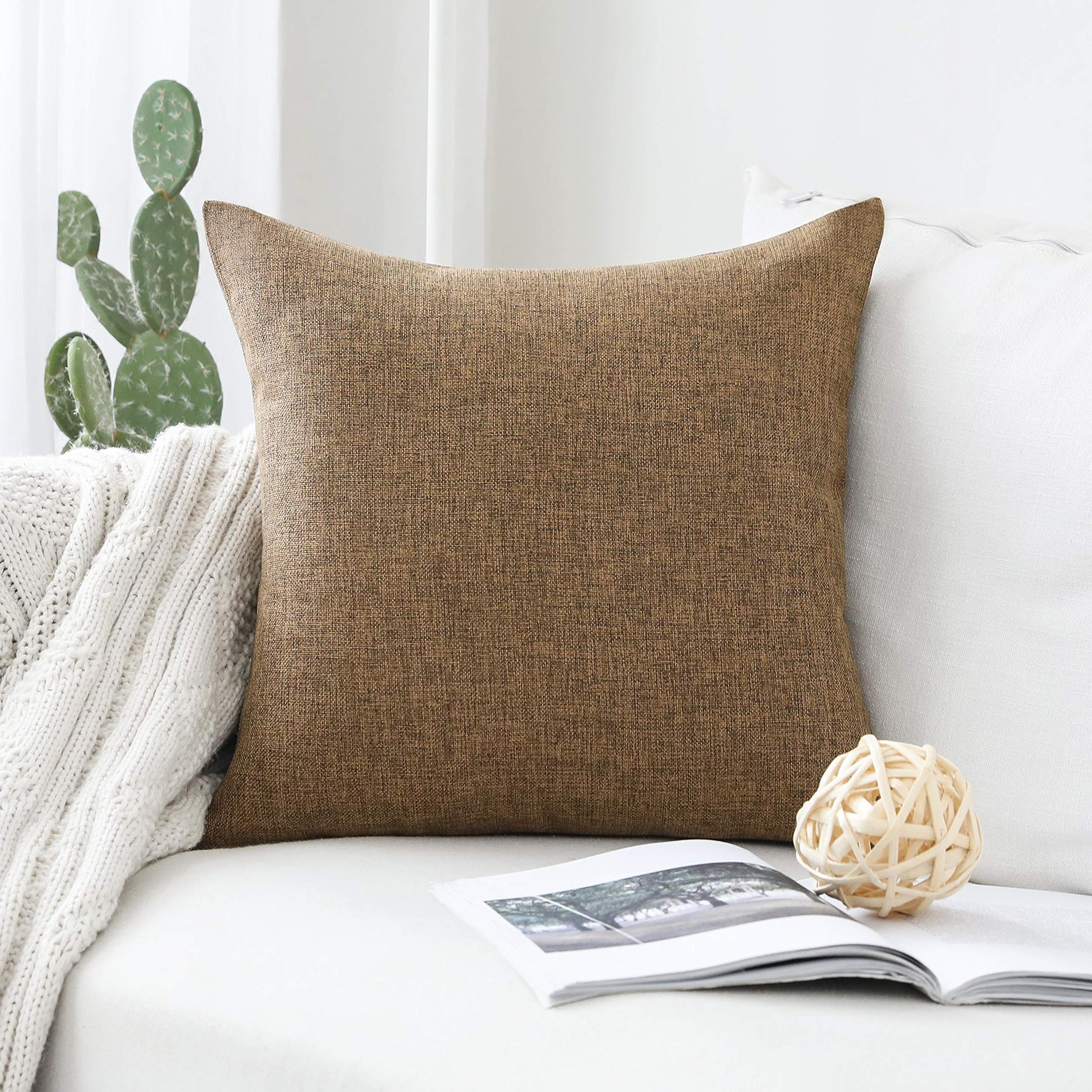 FUTEI Emerald Green Linen Decorative Throw Pillow Covers...