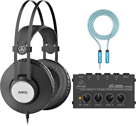 AKG K72 Over-Ear Closed-Back Stereo Headphones for Home Recording, Mixing,  and Mastering Bundle with MicroAMP HA400 Headphone Amp, and Blucoil 6-FT  Headphone Extension Cable (3.5mm): Amazon.co.uk: Musical Instruments \u0026 DJ