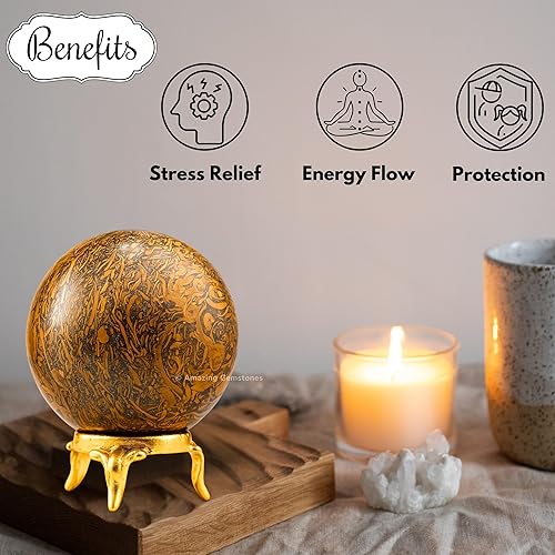 Vista 19 de Amazing Gemstone Black Tourmaline Crystal Ball with Stand - 2" Inches Crystal Sphere Meditation Balls for Witchcraft and Decorative Balls