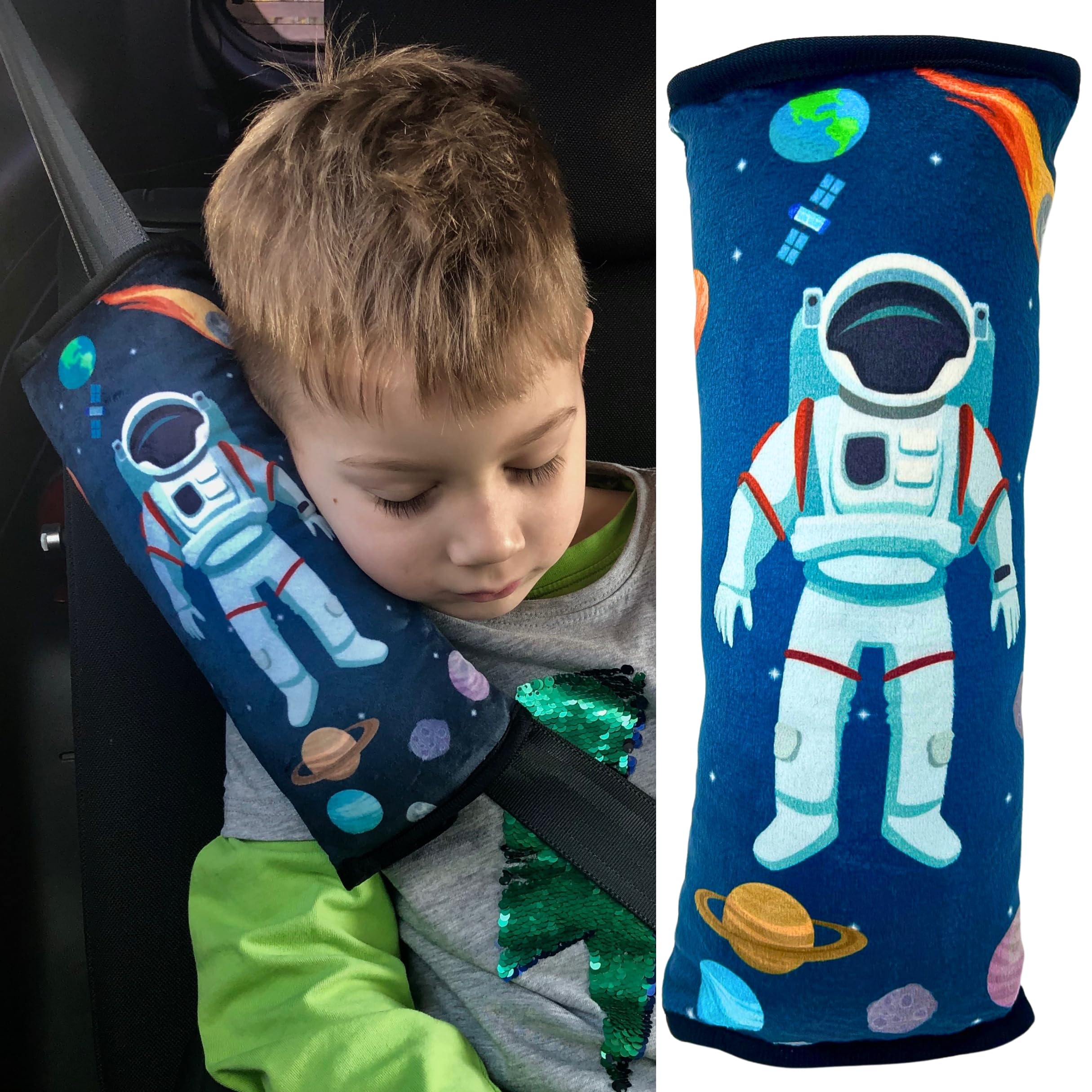 HECKBO Almohadilla para coche con dibujos de monstruos para niños - lavable a máquina suave, tacto de peluche, almohadilla cinturón de seguridad — view 12